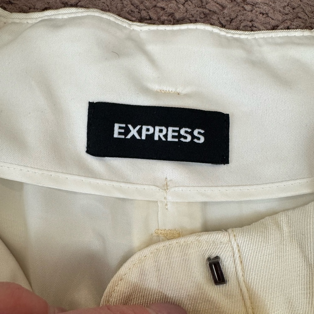 2 FOR $25Express Cream White Linen Blend High Rise Pleated Pants *missing Belt 8 - Picture 3 of 10